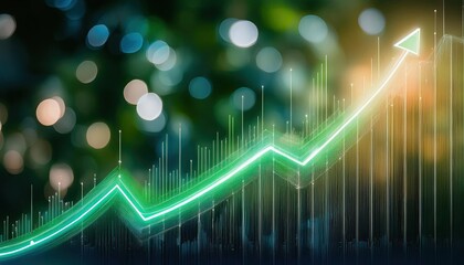 The graph's Green Line's ascending trend represents an upward trajectory and helps to explain the idea of growth.