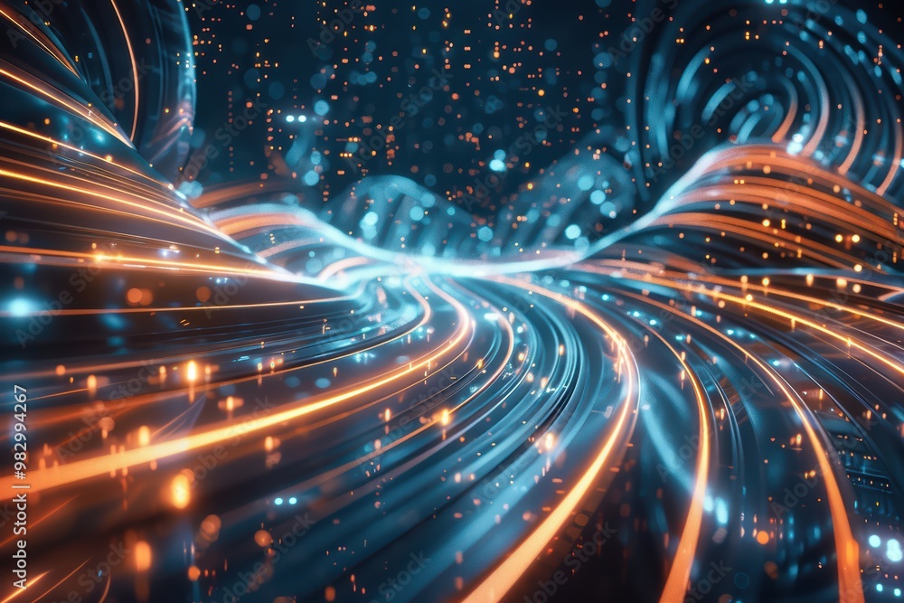 Aufkleber dynamic abstract flow of colorful lights creating a mesmerizing visual effect in dark space.