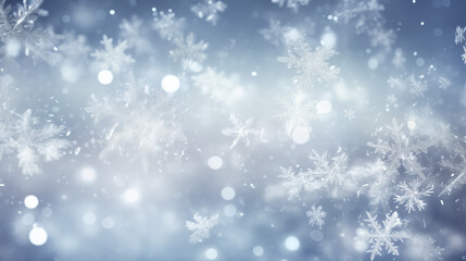 Fototapeta premium Beautiful snowflakes and bokeh lights creating a magical winter background
