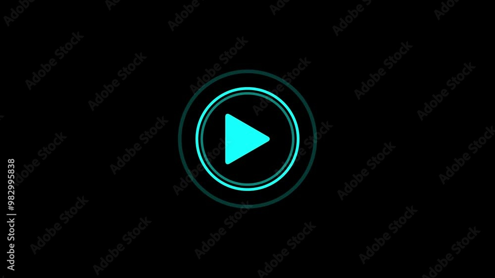 Poster video player button icon animation, music play button animation.