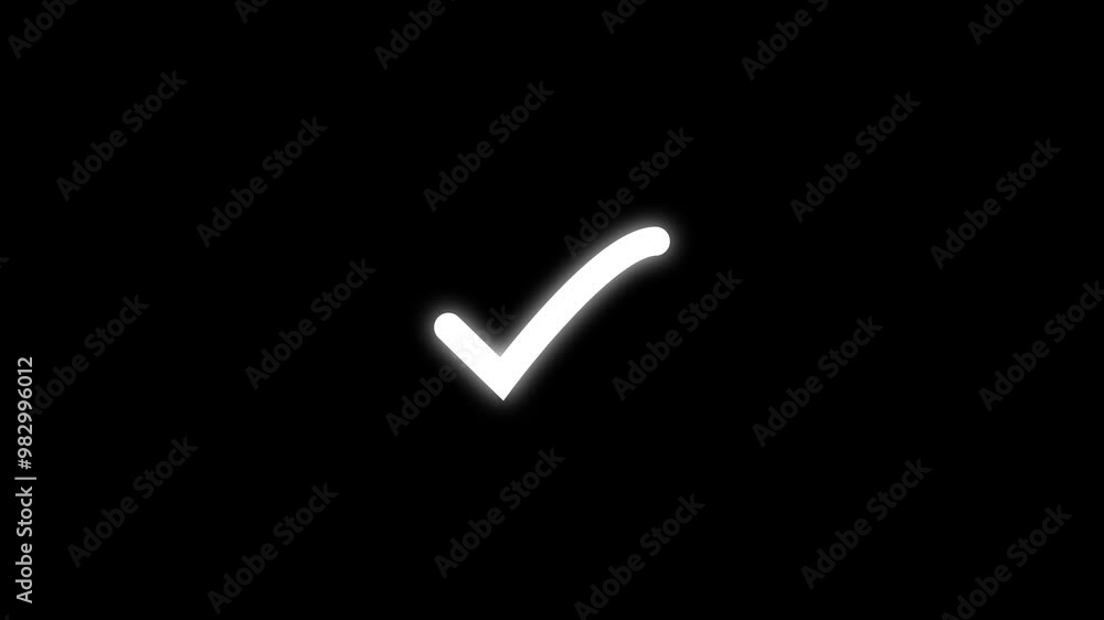 Poster result complete, vote checked. check mark icon. check mark sign animation on alpha channel. message 