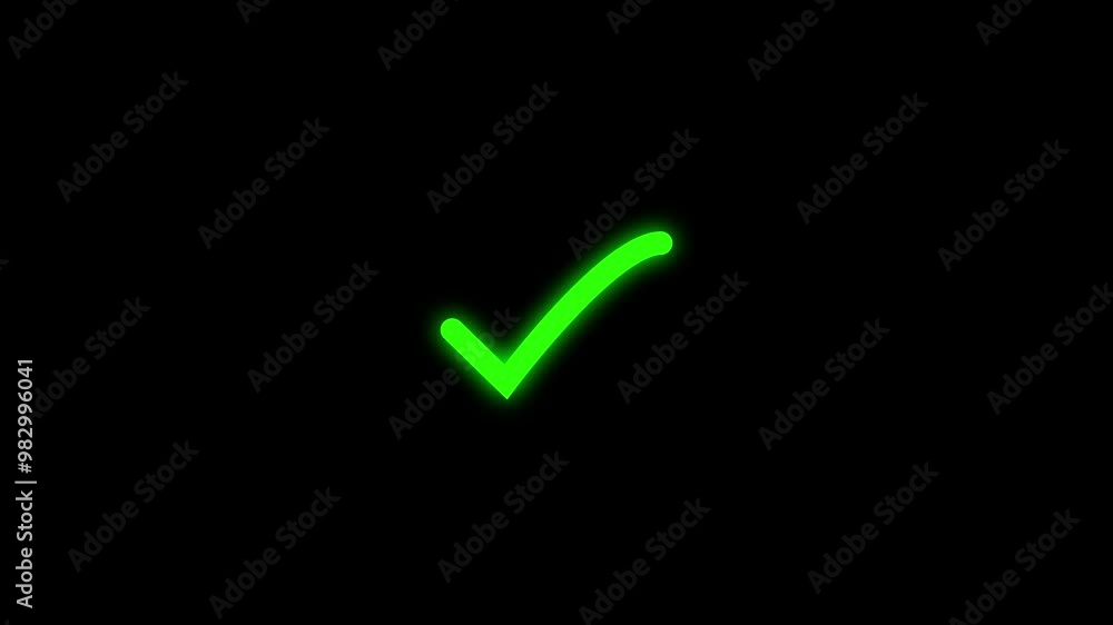 Poster result complete, vote checked. check mark icon. check mark sign animation on alpha channel. message 