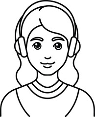 Headphone Heroine Color the Vector World of Music and Fun
