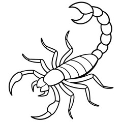 Minimalist Scorpion Line Art with Curved Pincers and Tail