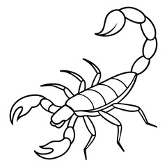 Minimalist Scorpion Line Art with Curved Pincers and Tail