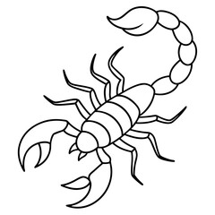 Minimalist Scorpion Line Art with Curved Pincers and Tail