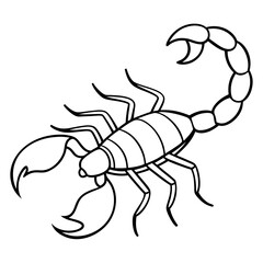 Minimalist Scorpion Line Art with Curved Pincers and Tail