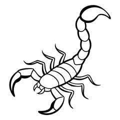 Minimalist Scorpion Line Art with Curved Pincers and Tail