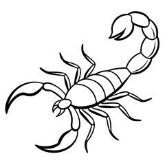 Minimalist Scorpion Line Art with Curved Pincers and Tail