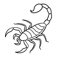 Minimalist Scorpion Line Art with Curved Pincers and Tail