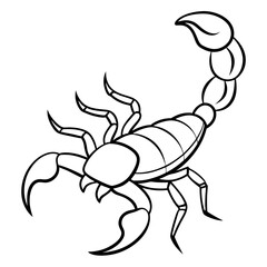 Minimalist Scorpion Line Art with Curved Pincers and Tail