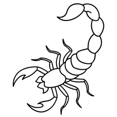 Minimalist Scorpion Line Art with Curved Pincers and Tail