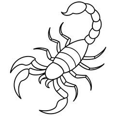 Minimalist Scorpion Line Art with Curved Pincers and Tail