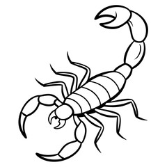 Minimalist Scorpion Line Art with Curved Pincers and Tail