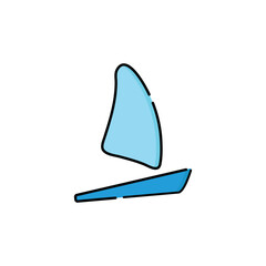 Sailing Boat Icon Vector. Sailboat Icon. Lineal or Linear Color.