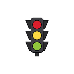 Traffic Light Icon Vector. Lineal or Linear Color.