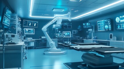 Futuristic Operating Room with High-Tech Medical Equipment - Advanced Surgical Environment