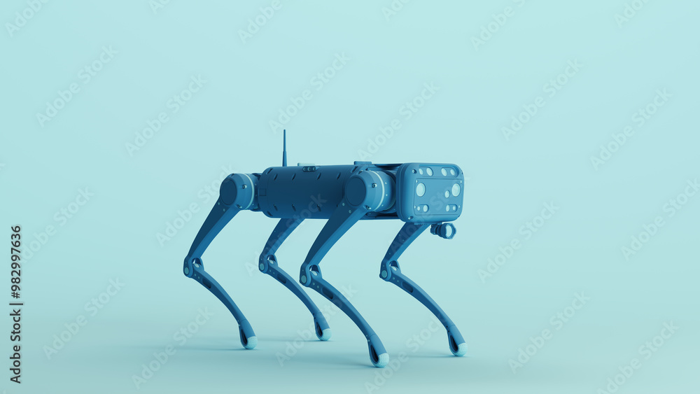 Poster blue autonomous robot robot dog ai robot military project surveillance drone remote-controlled platf