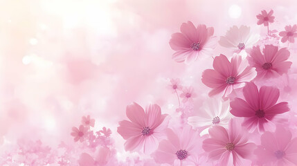 Delicate Pink Flowers Bloom Elegantly on a Soft Pink Background