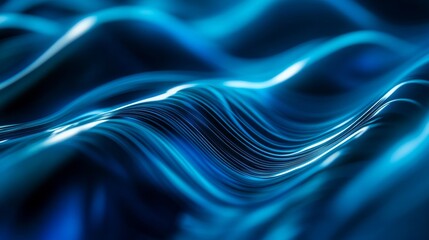 Fototapeta premium Abstract blue light waves flow in a captivating motion, creating a dynamic and fluid effect that evokes a sense of energy and tranquility
