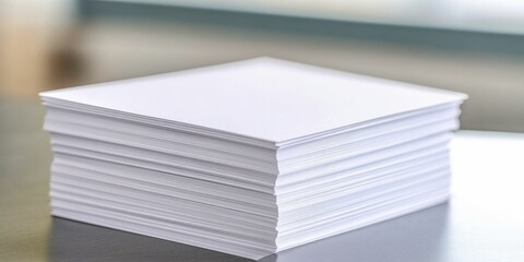 Minimalistic Stack of White Business Cards on a Clean Surface Highlighting Professionalism and Simplicity in Branding and Networking