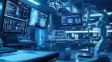 Futuristic Operating Room with High-Tech Medical Equipment - Advanced Surgical Environment