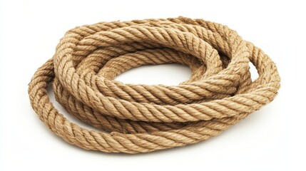 Obraz premium A coiled rope oval isolated on a white background.