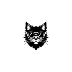 cat wearing sunglasses silhouette. vector illustration