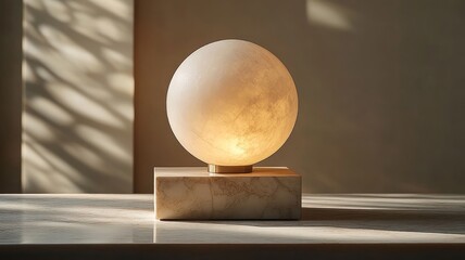 Marble and Alabaster Table Lamp with Warm Light
