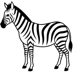 Minimalistic Zebra Line Art with Abstract Black and White Stripes