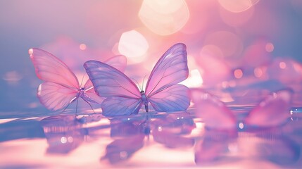 transparent pale pink butterflies