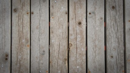Obraz premium Weathered wooden deck texture with faded cracked planks showing signs of wear