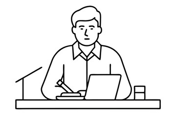 A man writes news line art vector illustration