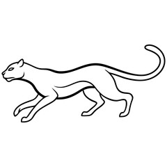 Cheetah Mid-Sprint Minimalist Line Art Vector