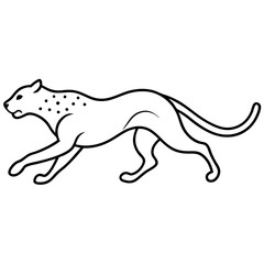 Cheetah Mid-Sprint Minimalist Line Art Vector