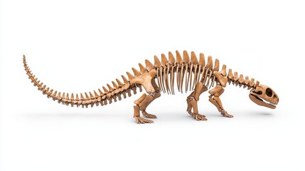 Fototapeta premium Realistic Dinosaur Skeleton Model on White Background