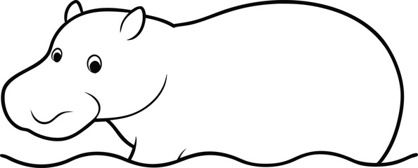 Wading Hippo Joy in the Gentle River Waves
