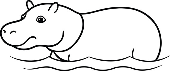 Hippo Splashes in the River Adventure with Vector Fun
