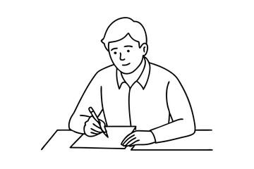 A man writes news line art vector illustration