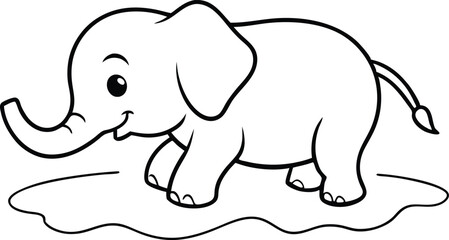 Sweet Elephant Playing with Colorful Balloons
