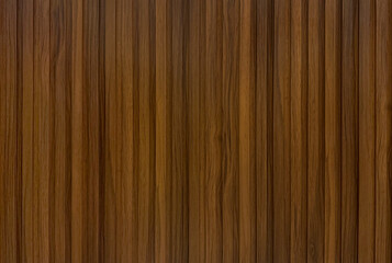 Dark oak wood or dark walnut wood fluted panel or fluted strips, rustic wood, seamless texture.
