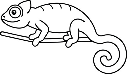 Chameleon Camouflage on a Branch Vector Illustration Exploration
