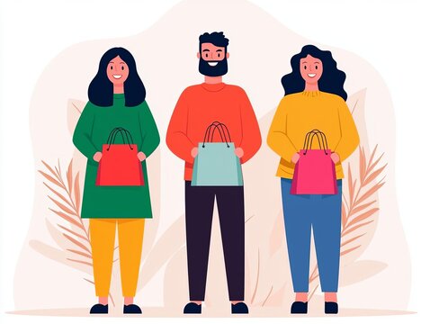 Shoppers enjoying loyalty benefits in a cozy, welcoming retail environment, customer retention, rewarding loyal customers