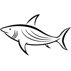 Fototapeta premium Stylized Black Shark Line Art on White Vector