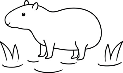 Capybara Swamp Adventure Coloring Fun with Vector Shapes
