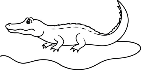 Riverbank Caiman Basking Fun Vector Illustrations for Kids
