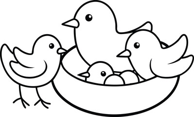 Nest of Feathered Friends and Baby Chicks Vector Adventures for Kids
