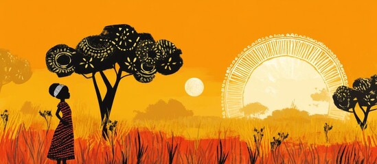 Naklejka premium Background template for a holiday concept emphasizing the African child Ideal for banners placards cards and poster designs featuring custom text and a standard color scheme