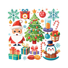 Set of Christmas ornament decoration vector art illustration on a white background