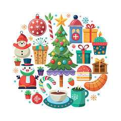 Set of Christmas ornament decoration vector art illustration on a white background